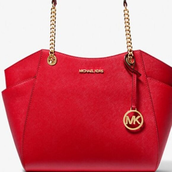 Michael Kors Jet Set Travel LG Saffiano Leather Chain Shoulder Tote NWT - Picture 2 of 7